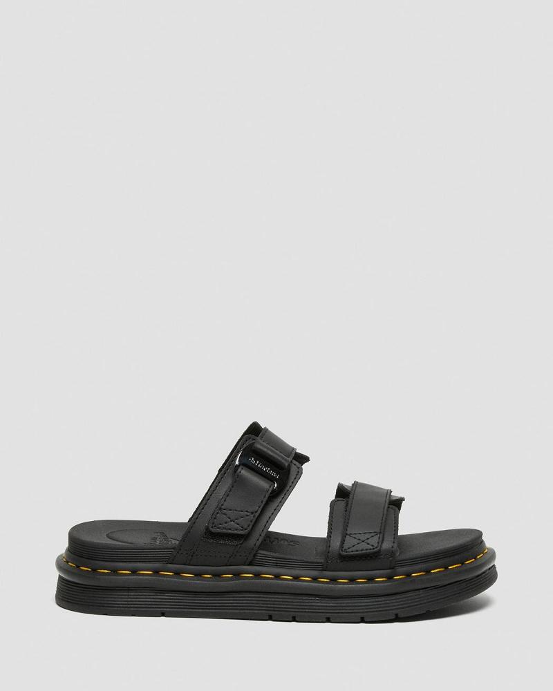 Dr Martens Chilton Men's Lær Slidesandaler Herre Svarte | Norge 172VRW